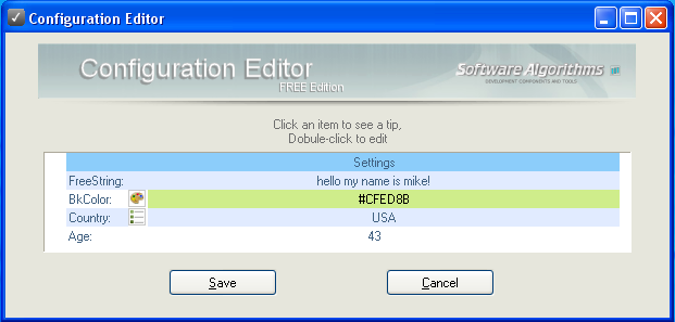 free INI settings editor component tool for software developers